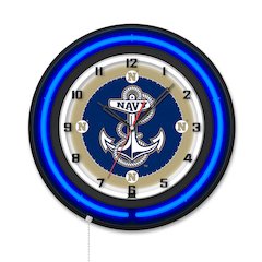 US Naval Academy 19" Double Neon Wall Clock