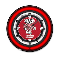 University of Wisconsin (Badger)  19" Double Neon Wall Clock