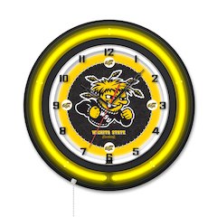 Wichita State University 19" Double Neon Wall Clock