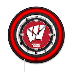 University of Wisconsin (W)  19" Double Neon Wall Clock
