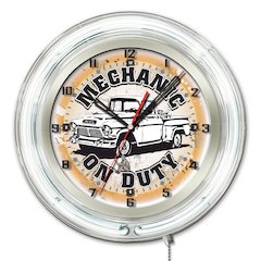 Mechanic on Duty Neon Clock