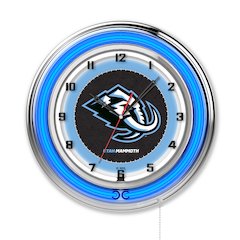 Utah Mammoth 19" Double Neon Wall Clock - Chrome Case