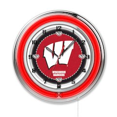 Wisconsin "W" 19" Neon Clock