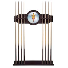 Arizona State Cue Rack in English Tudor Finish with Pitchfork Logo