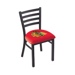 L00418 Black Wrinkle Chicago Blackhawks Stationary Chair with Ladder Style Back by Holland Bar Stool Co.