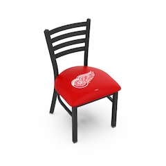 L00418 Black Wrinkle Detroit Red Wings Stationary Chair with Ladder Style Back by Holland Bar Stool Co.
