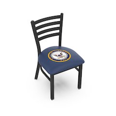 L00418 Black Wrinkle U.S. Navy Stationary Chair with Ladder Style Back by Holland Bar Stool Co.