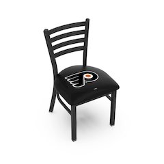 L00418 Black Wrinkle Philadelphia Flyers Stationary Chair with Ladder Style Back by Holland Bar Stool Co.
