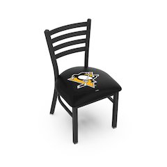 L00418 Black Wrinkle Pittsburgh Penguins Stationary Chair with Ladder Style Back by Holland Bar Stool Co.