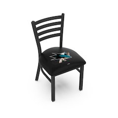 L00418 Black Wrinkle San Jose Sharks Stationary Chair with Ladder Style Back by Holland Bar Stool Co.