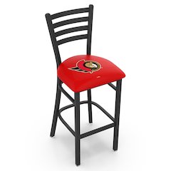 L004 - 25" Black Wrinkle Ottawa Senators Stationary Counter Stool with Ladder Style Back by Holland Bar Stool Co.