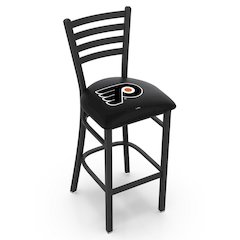 L004 - 25" Black Wrinkle Philadelphia Flyers Stationary Counter Stool with Ladder Style Back by Holland Bar Stool Co.