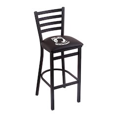 L004 - 25" Black Wrinkle POW/MIA Stationary Counter Stool with Ladder Style Back by Holland Bar Stool Co.