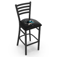L004 - 25" Black Wrinkle San Jose Sharks Stationary Counter Stool with Ladder Style Back by Holland Bar Stool Co.