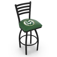 L014 - 36" Black Wrinkle Colorado State Swivel Bar Stool with Ladder Style Back by Holland Bar Stool Co.
