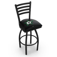 L014 - 36" Black Wrinkle Dallas Stars Swivel Bar Stool with Ladder Style Back by Holland Bar Stool Co.