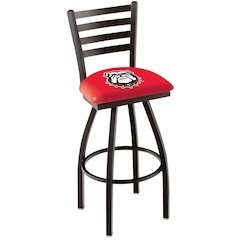 L014 - 36" Black Wrinkle Georgia "Bulldog" Swivel Bar Stool with Ladder Style Back by Holland Bar Stool Co.
