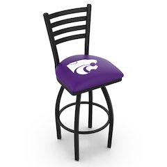 L014 - 36" Black Wrinkle Kansas State Swivel Bar Stool with Ladder Style Back by Holland Bar Stool Co.
