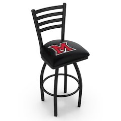 L014 - 36" Black Wrinkle Miami (OH) Swivel Bar Stool with Ladder Style Back by Holland Bar Stool Co.