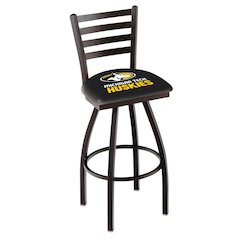 L014 - 36" Black Wrinkle Michigan Tech Swivel Bar Stool with Ladder Style Back by Holland Bar Stool Co.