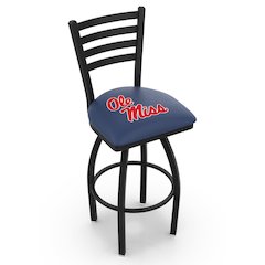 L014 - 36" Black Wrinkle Ole' Miss Swivel Bar Stool with Ladder Style Back by Holland Bar Stool Co.