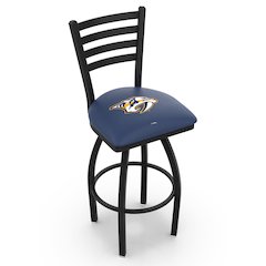L014 - 36" Black Wrinkle Nashville Predators Swivel Bar Stool with Ladder Style Back by Holland Bar Stool Co.