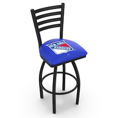 L014 - 36" Black Wrinkle New York Rangers Swivel Bar Stool with Ladder Style Back by Holland Bar Stool Co.