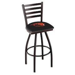 L014 - 36" Black Wrinkle Oregon State Swivel Bar Stool with Ladder Style Back by Holland Bar Stool Co.