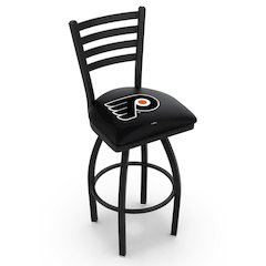 L014 - 36" Black Wrinkle Philadelphia Flyers Swivel Bar Stool with Ladder Style Back by Holland Bar Stool Co.