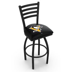 L014 - 36" Black Wrinkle Pittsburgh Penguins Swivel Bar Stool with Ladder Style Back by Holland Bar Stool Co.
