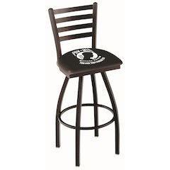 L014 - 36" Black Wrinkle POW/MIA Swivel Bar Stool with Ladder Style Back by Holland Bar Stool Co.