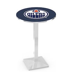 L217 Edmonton Oilers 36" Tall - 36" Top Pub Table with Chrome Finish (7824)