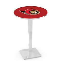 L217 Ottawa Senators 36" Tall - 36" Top Pub Table with Chrome Finish (8586)