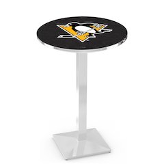 L217 Pittsburgh Penguins 36" Tall - 36" Top Pub Table with Chrome Finish (8623)