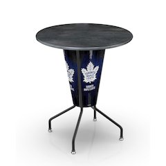 Lighted L218 - 42" Black Toronto Maple Leafs Pub Table with Black, 36" dia. top
