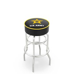25" L7C1 - 4" U.S. Army Cushion Seat with Double-Ring Chrome Base Swivel Bar Stool by Holland Bar Stool Company