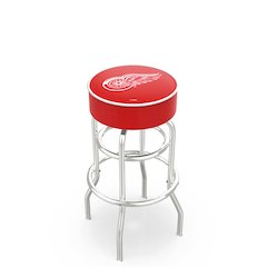 25" L7C1 - 4" Detroit Red Wings Cushion Seat with Double-Ring Chrome Base Swivel Bar Stool by Holland Bar Stool Company
