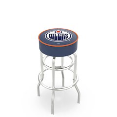 25" L7C1 - 4" Edmonton Oilers Cushion Seat with Double-Ring Chrome Base Swivel Bar Stool by Holland Bar Stool Company
