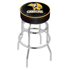 25" L7C1 - 4" Missouri Western State Cushion Seat with Double-Ring Chrome Base Swivel Bar Stool by Holland Bar Stool Company