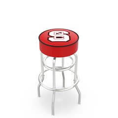 25" L7C1 - 4" North Carolina State Cushion Seat with Double-Ring Chrome Base Swivel Bar Stool by Holland Bar Stool Company