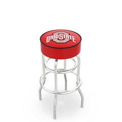25" L7C1 - 4" Ohio State Cushion Seat with Double-Ring Chrome Base Swivel Bar Stool by Holland Bar Stool Company