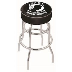 25" L7C1 - 4" POW/MIA Cushion Seat with Double-Ring Chrome Base Swivel Bar Stool by Holland Bar Stool Company