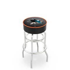 25" L7C1 - 4" San Jose Sharks Cushion Seat with Double-Ring Chrome Base Swivel Bar Stool by Holland Bar Stool Company