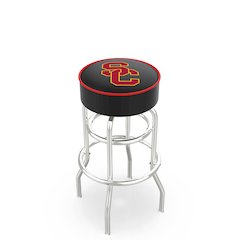 25" L7C1 - 4" USC Trojans Cushion Seat with Double-Ring Chrome Base Swivel Bar Stool by Holland Bar Stool Company