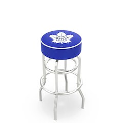 25" L7C1 - 4" Toronto Maple Leafs Cushion Seat with Double-Ring Chrome Base Swivel Bar Stool by Holland Bar Stool Company