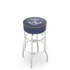 25" L7C1 - 4" US Naval Academy (NAVY) Cushion Seat with Double-Ring Chrome Base Swivel Bar Stool by Holland Bar Stool Company
