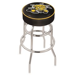 25" L7C1 - 4" Wichita State Cushion Seat with Double-Ring Chrome Base Swivel Bar Stool by Holland Bar Stool Company