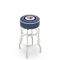 25" L7C1 - 4" Winnipeg Jets Cushion Seat with Double-Ring Chrome Base Swivel Bar Stool by Holland Bar Stool Company