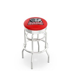 25" L7C3C - Chrome Double Ring Alabama Swivel Bar Stool with 2.5" Ribbed Accent Ring by Holland Bar Stool Company