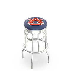 25" L7C3C - Chrome Double Ring Auburn Swivel Bar Stool with 2.5" Ribbed Accent Ring by Holland Bar Stool Company